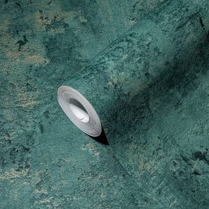 A.S. Création behang steen petrolblauw en goud - 53 cm x 10.05 m - AS-388235