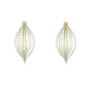 Dagmara kerstbal – langwerpige vorm – glas – set van 2