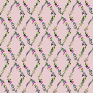 Walls4You behang tropische planten oudroze en groen - 53 cm x 10 m - 640106