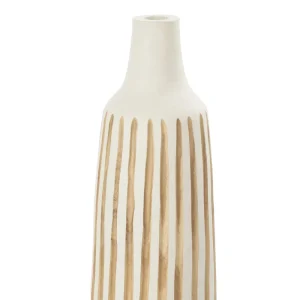 J-Line vaas Ying - hout - wit - medium - 45 cm hoog
