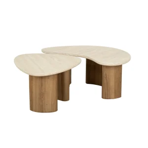 Giga Meubel Salontafel Organic Travertin - Set Van 2 - 88x44x36cm