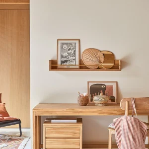 Tikamoon Wandplank voor kinderkamer van massief teakhout 100 cm - Naturel