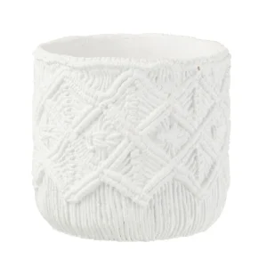 J-Line bloempot Geruit - cement - wit - medium - Ø 20 cm