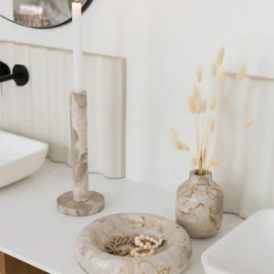 J-Line vaas Fles Marmer - steen - beige - large - Ø 11 cm