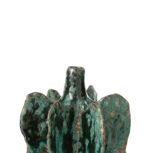 J-Line vaas Naga - keramiek - azuur/bruin - medium - Ø 18 cm