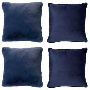 KUSSENSET - 4-delig Soft Textures - 45x45 cm - inclusief binnenkussens - blauw