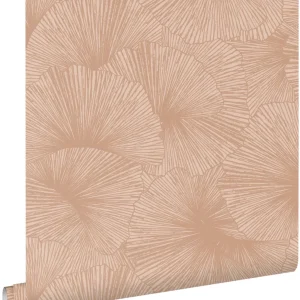 ESTAhome behang 3D-motief bladeren terracotta roze - 53 cm x 10.05 m - 131396