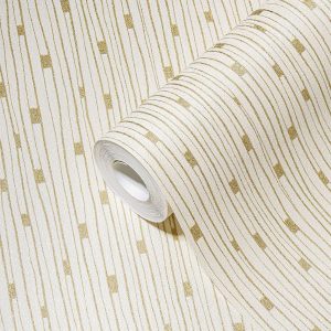 A.S. Création behang terrazzo crème en goud - 53 cm x 10.05 m - AS-388223