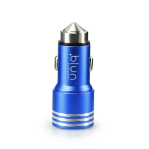 2-port USB autolader - 3,1A - BLAUW rond