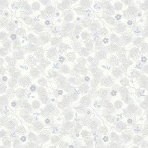 Livingwalls behang bloemetjes wit, grijs en blauw - 53 cm x 10.05 m - AS-391111
