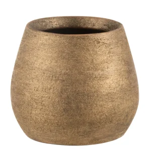 J-Line bloempot Oneffen Ruw - keramiek - goud - small - 2 stuks - Ø 16 cm