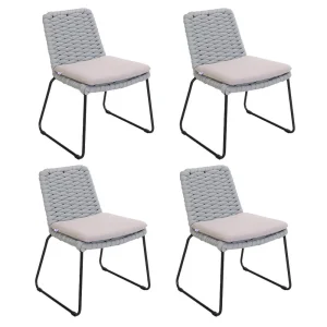 HOME DELUXE Tuinstoel gemaakt van touwvlecht BALERO lichtgrijs - aantal: 4