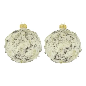 Dagmara kerstbal – glas – set van 2 – met een onregelmatig textuureffect