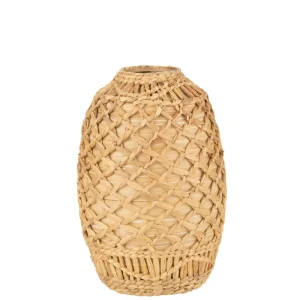 J-Line vaas Rieten - bamboe - naturel - medium - 37 cm hoog