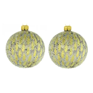 Dagmara kerstbal – glas – set van 2 – met drip effect en gouden decoraties