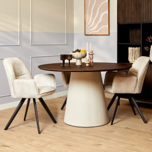 Eettafel Madison Brown Rond Sand kolompoot