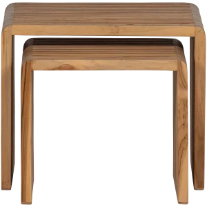 WOOOD bijzettafels Jasmijn - Recycled Teak - Naturel - Set van 2