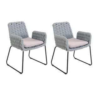 HOME DELUXE Tuinstoel met armleuningen in touwvlechtwerk BALERO Lichtgrijs - Aant.: 2