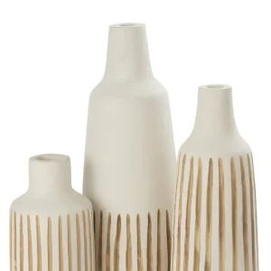 J-Line vaas Ying - hout - wit - large - 56 cm hoog