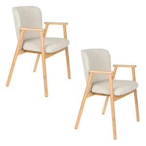 Housecraft Living Kenna Eetkamerstoelen met Armleuning Beige - Set van 2