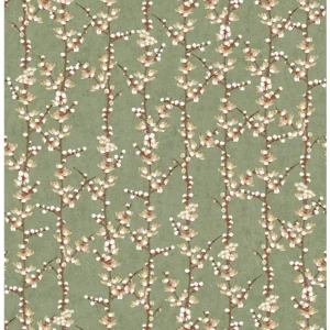 Sanders & Sanders behang bloesemtak vergrijsd olijfgroen en wit - 53 cm x 10 m - 640182