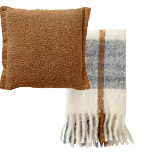 Dutch Decor set sierkussen en plaid - Otis en Jamie - Bruin