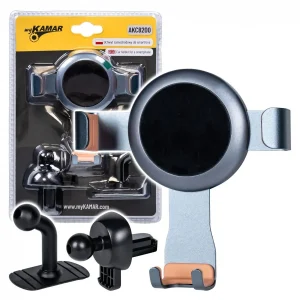 Telefoonhouder aluminium - voor ventilatierooster en plakbevestiging