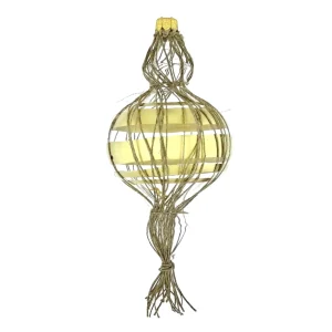 Dagmara kerstdecoratie – kroonluchtervorm – glas – met 24-karaats goud en koorddecoratie