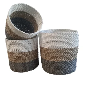 FurniLux Natuurlijke plantenbakken/ Mandenset - 20x20x21cm
