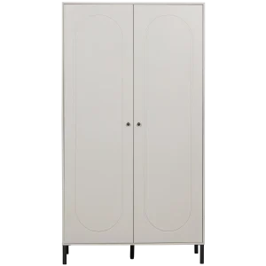 WOOOD garderobekast Xina - Grenen - Wolkengrijs - 202x110x58