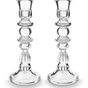 vtwonen Kandelaar - Set van 2 - Glas - Transparant - 10x26cm