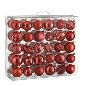 Mica Decorations Kerstballen Set - 60 Stuks - Ø7 cm - Onbreekbaar - Rood