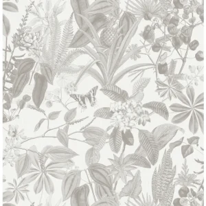 Sanders & Sanders behang tropische bladeren en bloemen grijs - 53 cm x 10 m - 640241