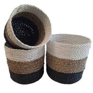 FurniLux Natuurlijke plantenbakken/ Mandenset - 20x20x21cm