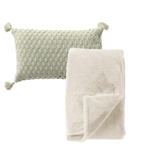 Dutch Decor set sierkussen en plaid - Daimy en Lize - Wit