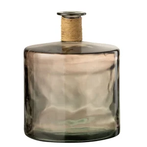 J-Line vaas Safari Breed - glas - lichtbruin - large - Ø 35 cm