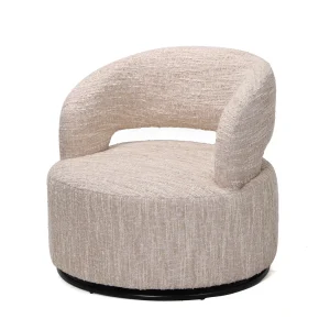 DÉJA Living Draaifauteuil Kisa - Beige Stof/Metaal - 79x79x77cm