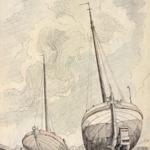 Aak en Skûtsje op de helling 1947