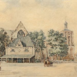 Gezicht op Waag en Kerk van Workum 1940