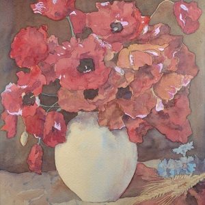 Klaprozen in witte vaas 1942