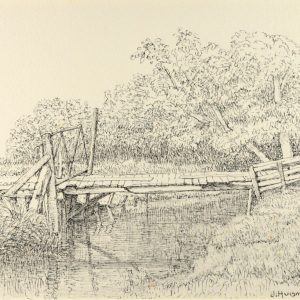 Planken bruggetje tussen twee hekjes 1976