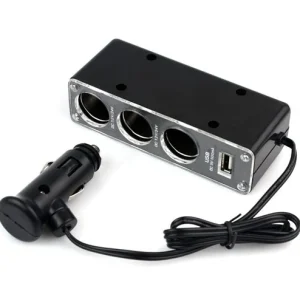 12 Volt Splitter Triple Met 1x USB - Zilver
