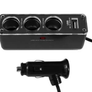 12-24 Volt Splitter Triple Met 1x USB - Zwart