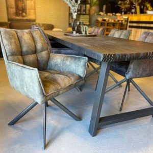 Eetkamerstoel Dani Velvet | Green | Met armleuning